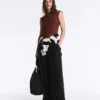 Pantalones largos de pierna ancha con modal Soft Touch y pliegues