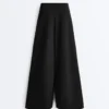 Pantalones largos de pierna ancha con modal Soft Touch y pliegues