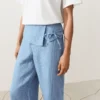 Pantalones rectos 100 % lino con cintura con vuelta Pantalones rectos 100 % lino con cintura con vuelta