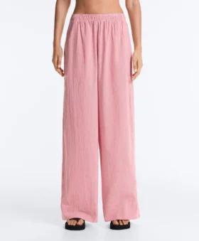 Pantalones rectos a rayas 100 % algodón