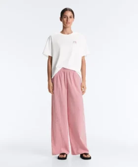 Pantalones rectos a rayas 100 % algodón