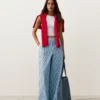 Pantalones rectos a rayas de mezcla de algodón Pantalones rectos a rayas de mezcla de algodón