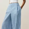 Pantalones rectos a rayas de mezcla de algodón Pantalones rectos a rayas de mezcla de algodón