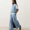 Pantalones rectos a rayas de mezcla de algodón Pantalones rectos a rayas de mezcla de algodón