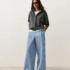 Pantalones rectos a rayas de mezcla de algodón Pantalones rectos a rayas de mezcla de algodón