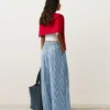 Pantalones rectos a rayas de mezcla de algodón Pantalones rectos a rayas de mezcla de algodón