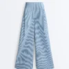 Pantalones rectos a rayas de mezcla de algodón Pantalones rectos a rayas de mezcla de algodón