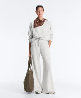 Pantalones rectos de algodón jaspeado