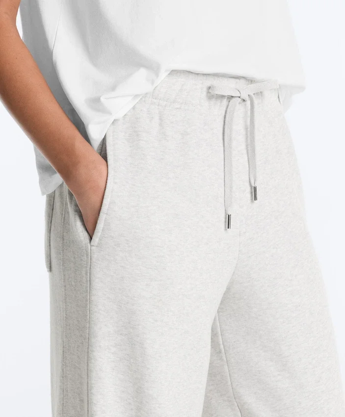 Pantalones rectos de algodón jaspeado Pantalones rectos de algodón jaspeado
