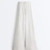 Pantalones rectos de algodón jaspeado Pantalones rectos de algodón jaspeado