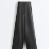 Pantalones rectos de mezcla de algodón y forro polar Pantalones rectos de mezcla de algodón y forro polar