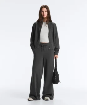 Pantalones rectos de mezcla de algodón y forro polar Pantalones rectos de mezcla de algodón y forro polar