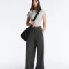 Pantalones rectos de mezcla de algodón y forro polar Pantalones rectos de mezcla de algodón y forro polar