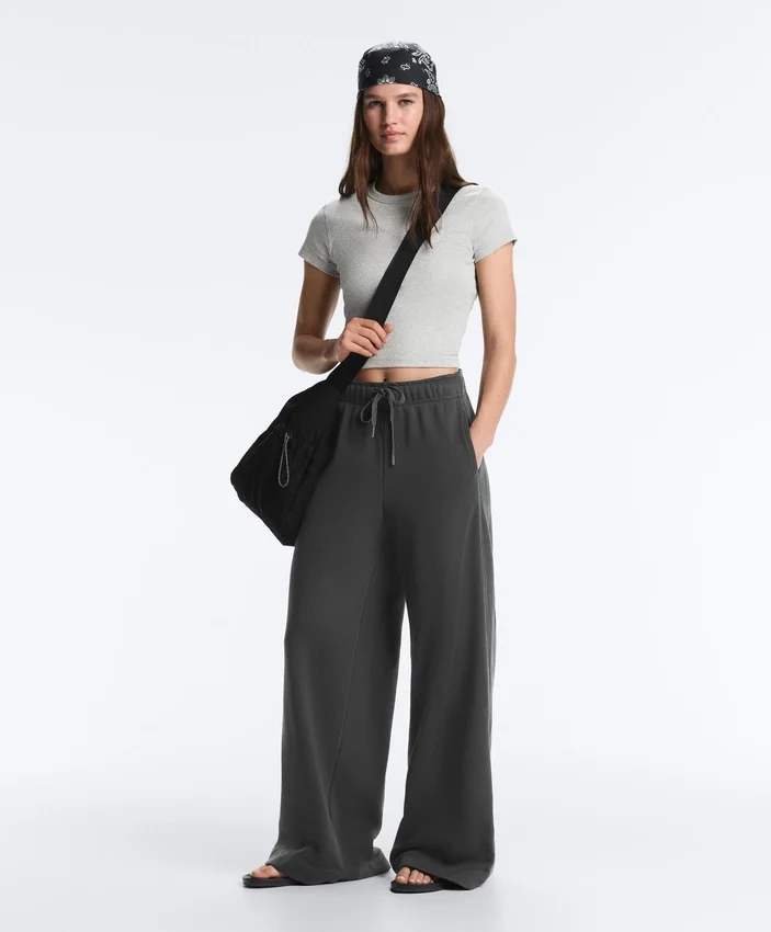 Pantalones rectos de mezcla de algodón y forro polar Pantalones rectos de mezcla de algodón y forro polar