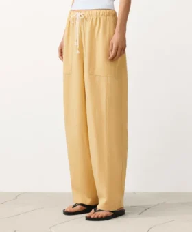 Pantalones rectos de mezcla de lyocell y 24 % de lino