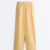 Pantalones rectos de mezcla de lyocell y 24 % de lino Pantalones rectos de mezcla de lyocell y 24 % de lino