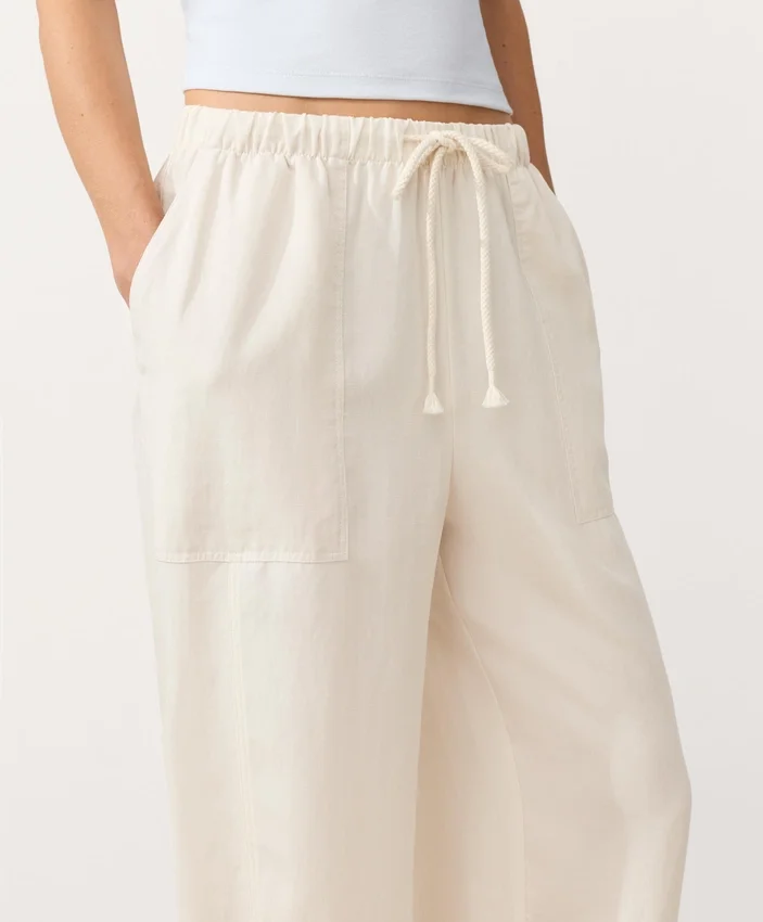 Pantalones rectos de mezcla de lyocell y 24 % de lino Pantalones rectos de mezcla de lyocell y 24 % de lino