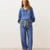 Pantalones rectos de mezcla de lyocell y 24 % de lino Pantalones rectos de mezcla de lyocell y 24 % de lino