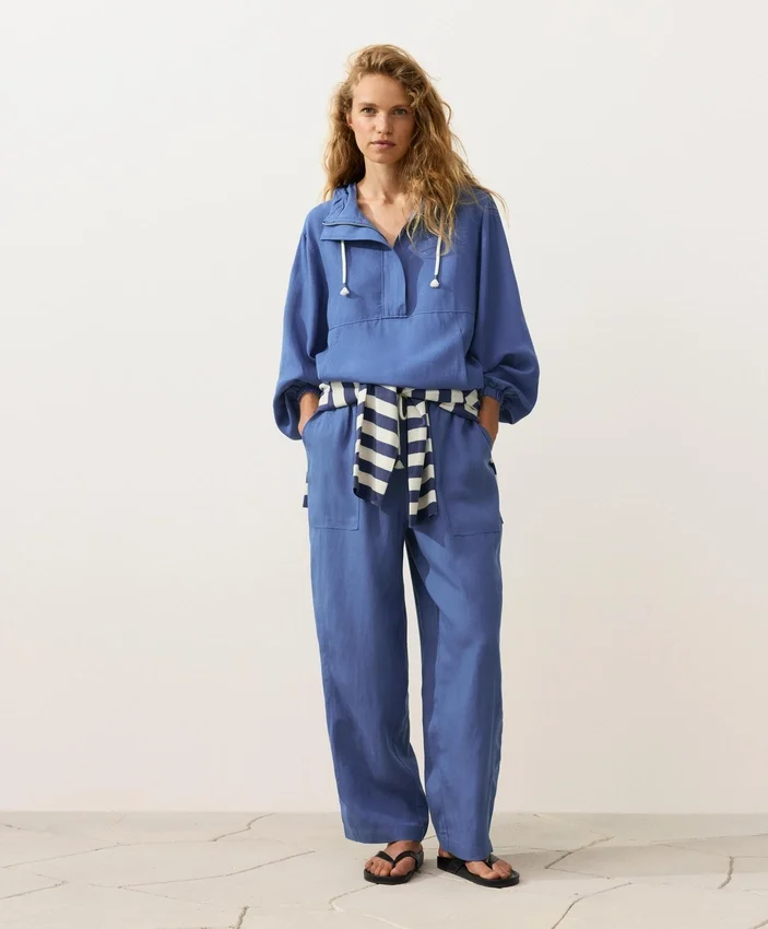 Pantalones rectos de mezcla de lyocell y 24 % de lino Pantalones rectos de mezcla de lyocell y 24 % de lino