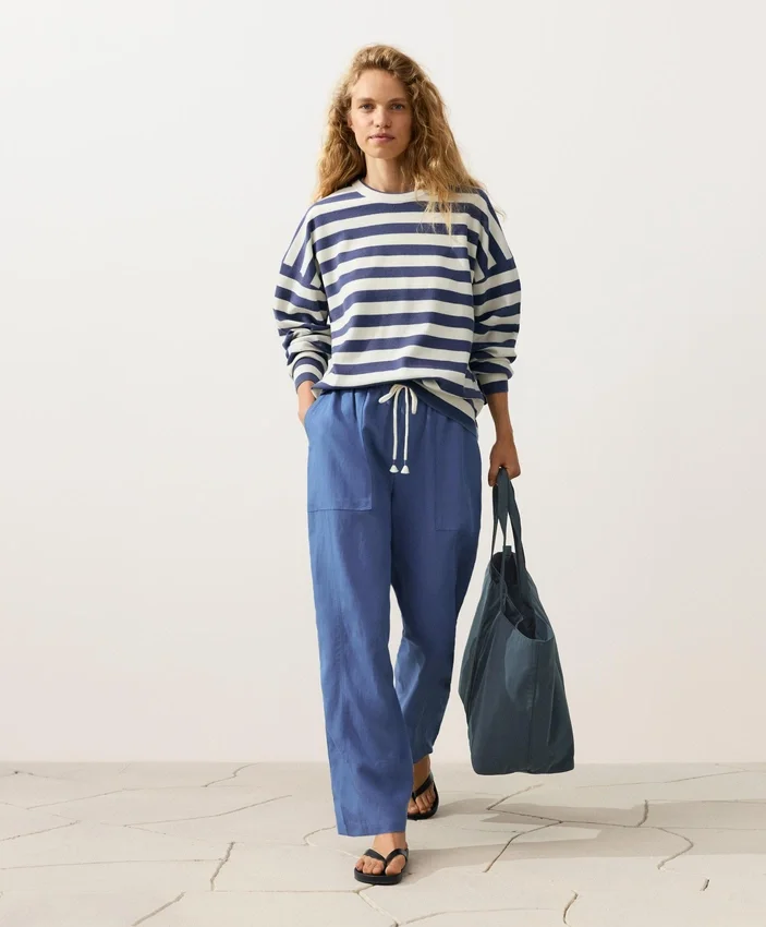 Pantalones rectos de mezcla de lyocell y 24 % de lino Pantalones rectos de mezcla de lyocell y 24 % de lino