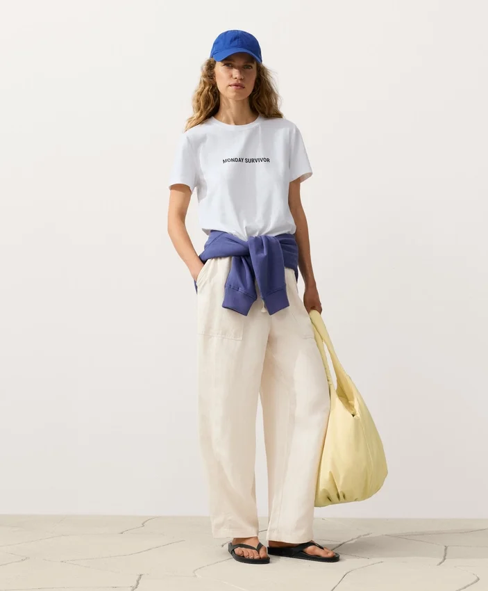 Pantalones rectos de mezcla de lyocell y 24 % de lino Pantalones rectos de mezcla de lyocell y 24 % de lino