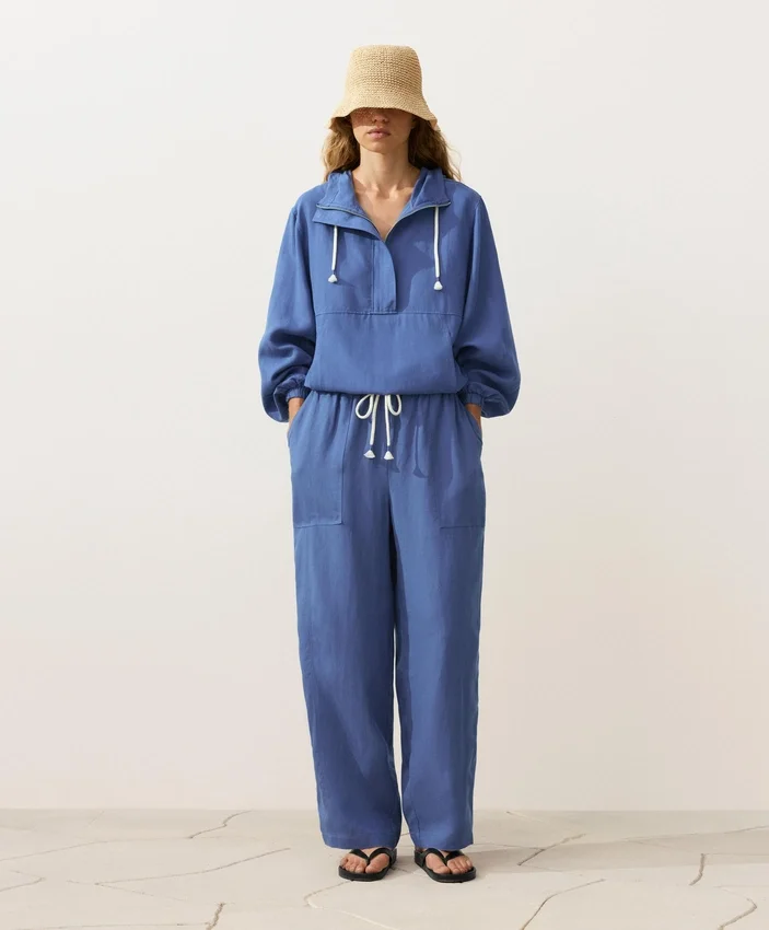 Pantalones rectos de mezcla de lyocell y 24 % de lino Pantalones rectos de mezcla de lyocell y 24 % de lino