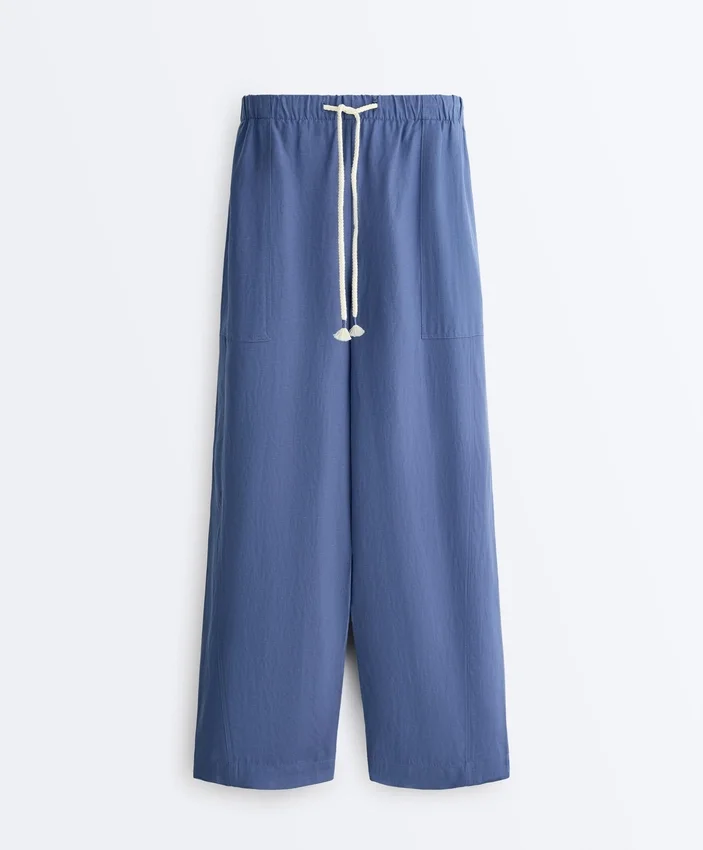 Pantalones rectos de mezcla de lyocell y 24 % de lino Pantalones rectos de mezcla de lyocell y 24 % de lino