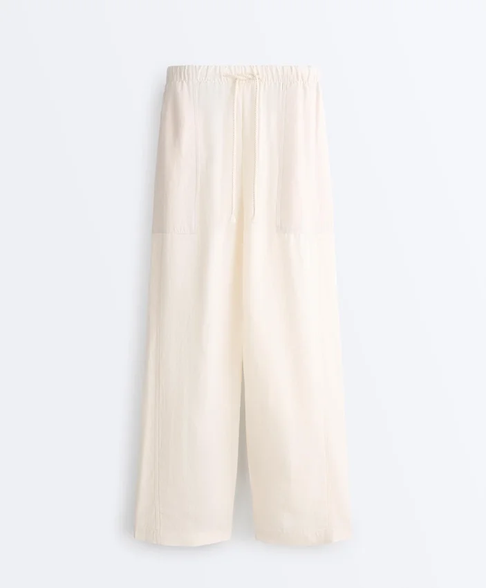 Pantalones rectos de mezcla de lyocell y 24 % de lino Pantalones rectos de mezcla de lyocell y 24 % de lino