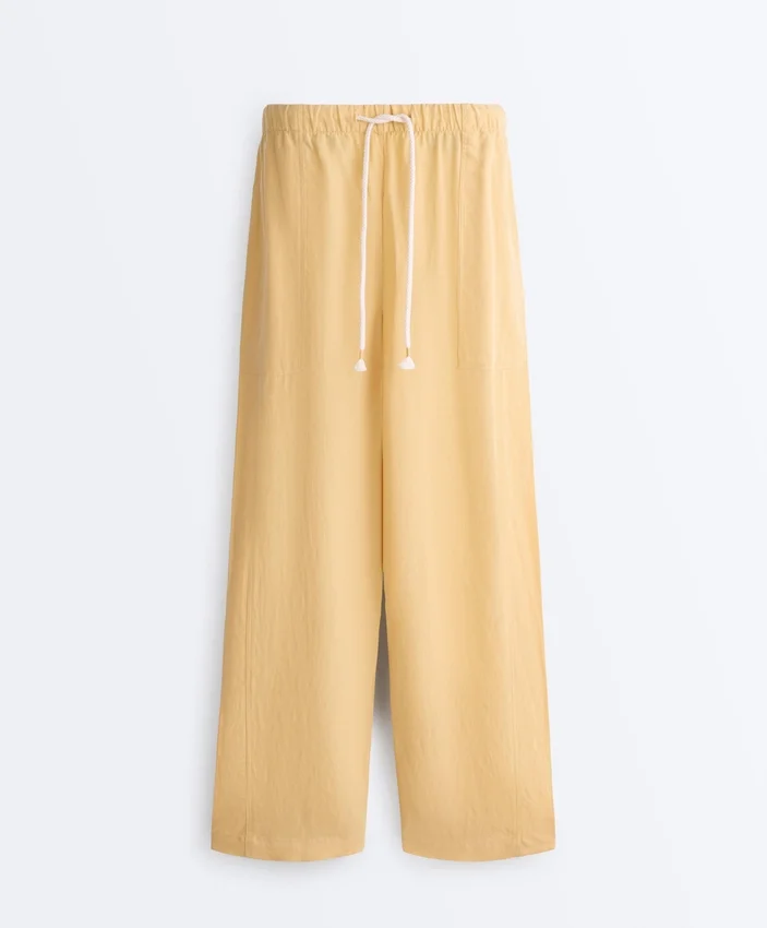 Pantalones rectos de mezcla de lyocell y 24 % de lino Pantalones rectos de mezcla de lyocell y 24 % de lino