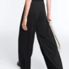 Pantalones rectos de mezcla de modal con pliegue lateral Pantalones rectos de mezcla de modal con pliegue lateral