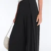 Pantalones rectos de mezcla de modal con pliegue lateral Pantalones rectos de mezcla de modal con pliegue lateral