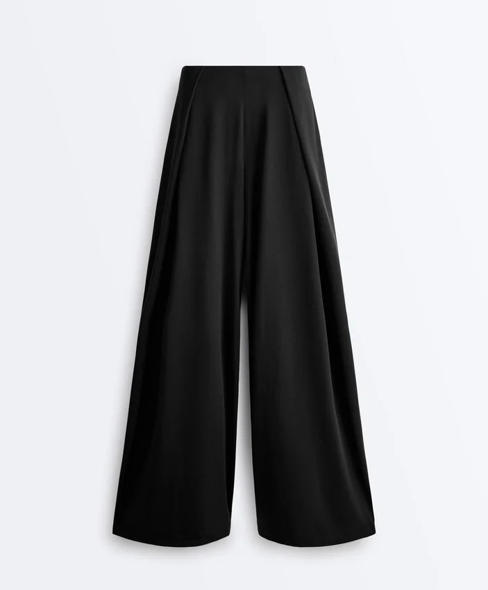 Pantalones rectos de mezcla de modal con pliegue lateral Pantalones rectos de mezcla de modal con pliegue lateral