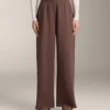 Pantalones rectos de pierna ancha con modal cepillado Pantalones rectos de pierna ancha con modal cepillado