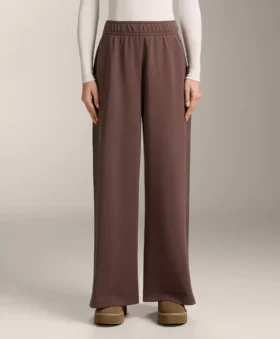 Pantalones rectos de pierna ancha con modal cepillado