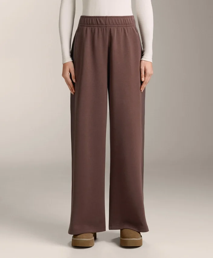 Pantalones rectos de pierna ancha con modal cepillado Pantalones rectos de pierna ancha con modal cepillado