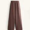 Pantalones rectos de pierna ancha con modal cepillado Pantalones rectos de pierna ancha con modal cepillado