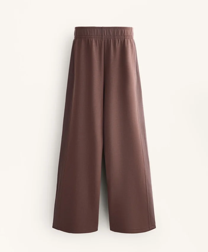 Pantalones rectos de pierna ancha con modal cepillado Pantalones rectos de pierna ancha con modal cepillado