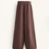 Pantalones rectos de pierna ancha con modal cepillado Pantalones rectos de pierna ancha con modal cepillado