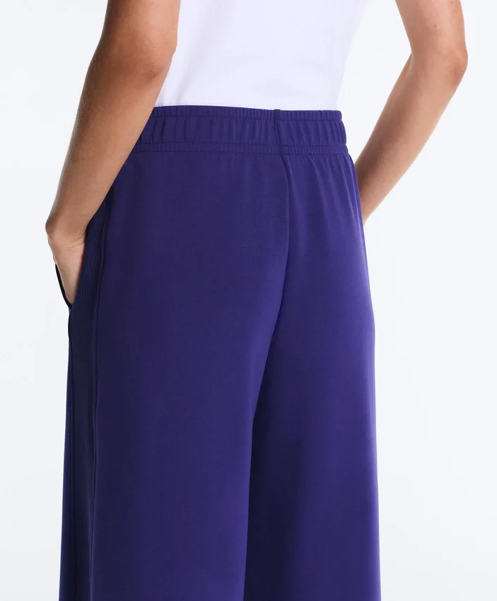 Pantalones rectos de pierna ancha con modal cepillado Pantalones rectos de pierna ancha con modal cepillado