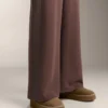 Pantalones rectos de pierna ancha con modal cepillado Pantalones rectos de pierna ancha con modal cepillado