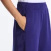 Pantalones rectos de pierna ancha con modal cepillado Pantalones rectos de pierna ancha con modal cepillado