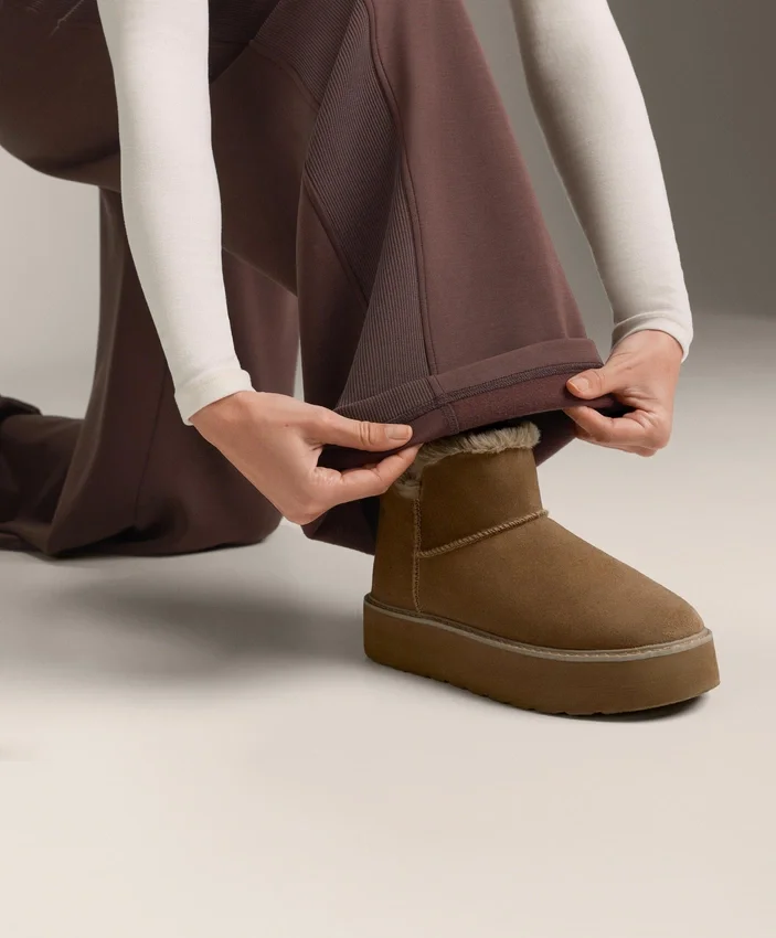 Pantalones rectos de pierna ancha con modal cepillado Pantalones rectos de pierna ancha con modal cepillado