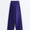 Pantalones rectos de pierna ancha con modal cepillado Pantalones rectos de pierna ancha con modal cepillado