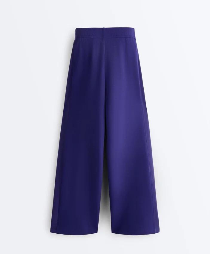 Pantalones rectos de pierna ancha con modal cepillado Pantalones rectos de pierna ancha con modal cepillado