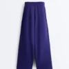 Pantalones rectos de pierna ancha con modal cepillado Pantalones rectos de pierna ancha con modal cepillado