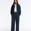 Pantalones rectos de piqué con ribetes de algodón y contraste Pantalones rectos de piqué con ribetes de algodón y contraste