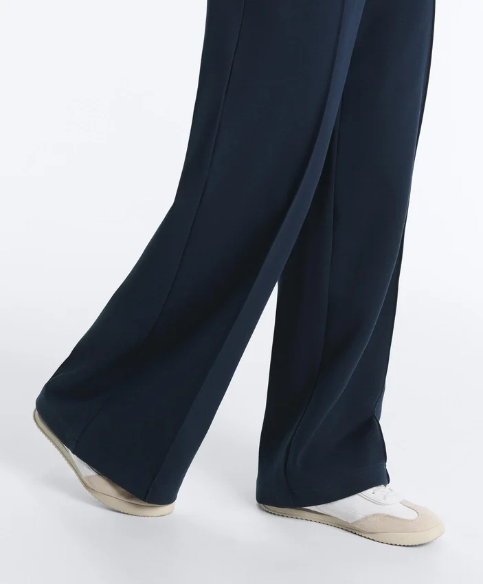 Pantalones rectos de piqué con ribetes de algodón y contraste Pantalones rectos de piqué con ribetes de algodón y contraste