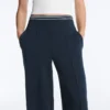 Pantalones rectos de piqué con ribetes de algodón y contraste Pantalones rectos de piqué con ribetes de algodón y contraste