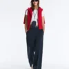 Pantalones rectos de piqué con ribetes de algodón y contraste Pantalones rectos de piqué con ribetes de algodón y contraste