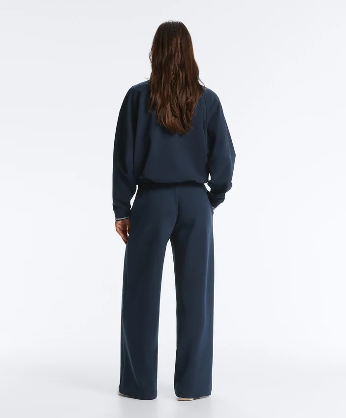 Pantalones rectos de piqué con ribetes de algodón y contraste Pantalones rectos de piqué con ribetes de algodón y contraste